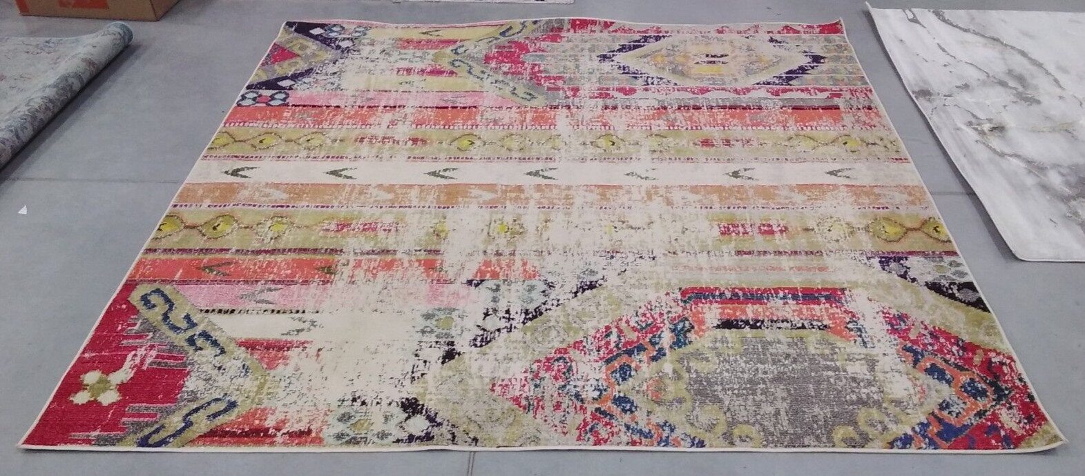 GREY /ORANGE 9' X 9' Square Back Stain Rug, Reduced Price 1172705314 MAD422G-9SQ gallery