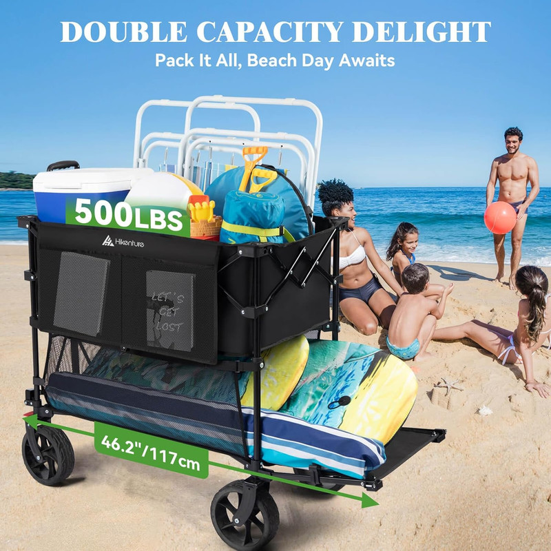 Double Decker Wagon, 400L Extra Large Beach Wagon with Big Wheels for Sand, 500L gallery