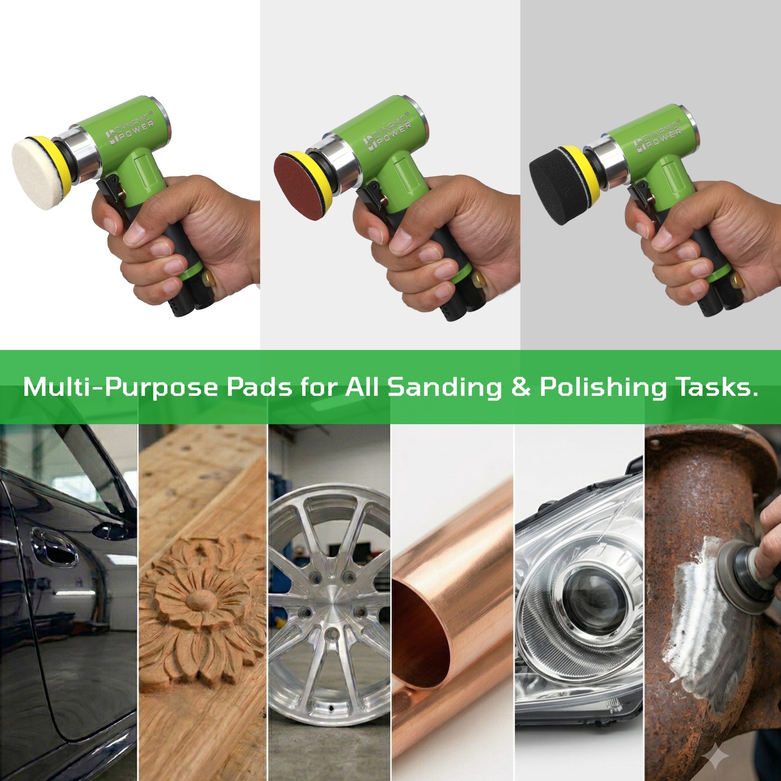 Mini Air Sander Kit 1" 2" 3" Pneumatic Detail Polisher Buffer 15000RPM Car Auto gallery