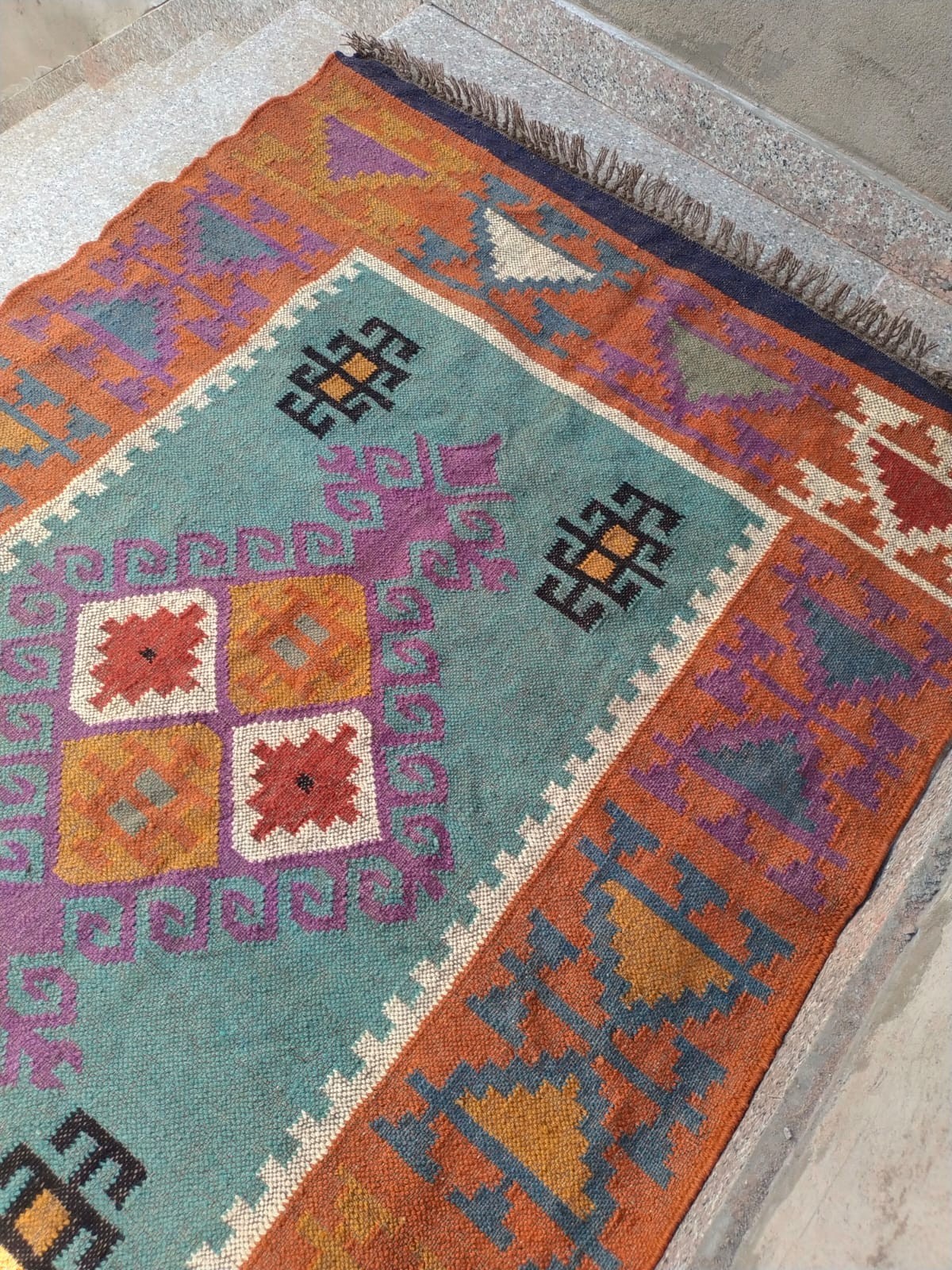 Handwoven Wool Jute Kilim Rug – Boho Area Rug, Rustic Living Room Carpet, Natura gallery
