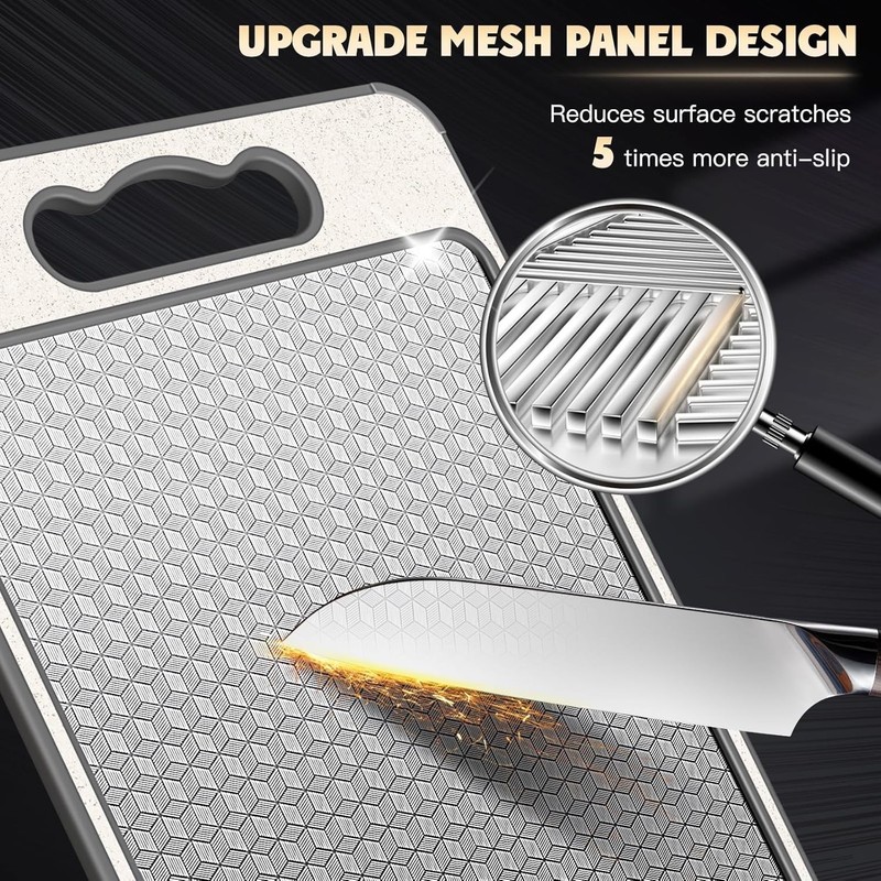 Chic Scratch-Resistant Chopping Board with Mesh Design & Juice Groove - 15x10 In gallery