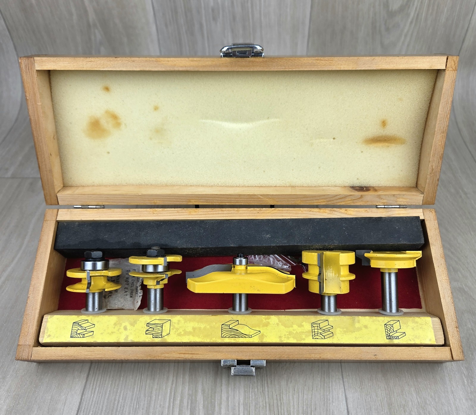 5 PCS Router Bit Set 1/2 Inch Shank Round Over Raised Panel Cabinet Door Rail gallery