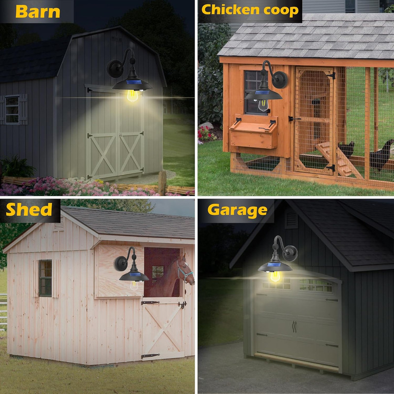 Rustic Solar Barn Lights with Motion Sensor - 3 Modes, Waterproof (2 Pack) gallery
