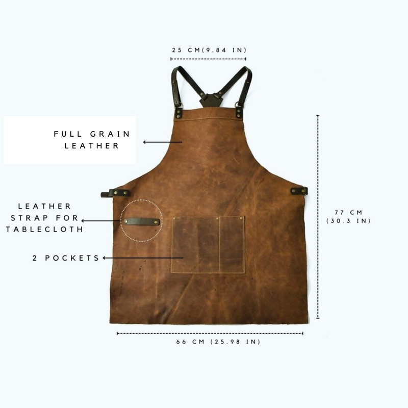 Leather Crossback Apron Handmade Adjustable Vegetable-Tanned Leather Cross Back gallery