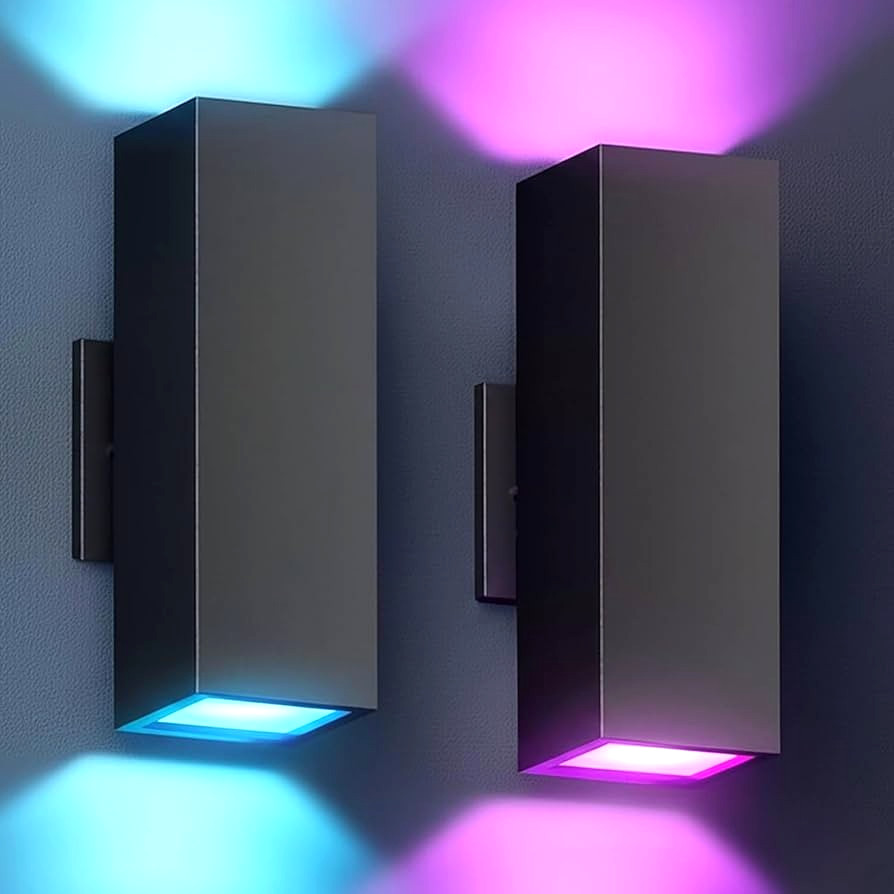 2 Pack Modern Outdoor Smart Wall Lights Dimmable, Exterior Lighting Fixtures gallery