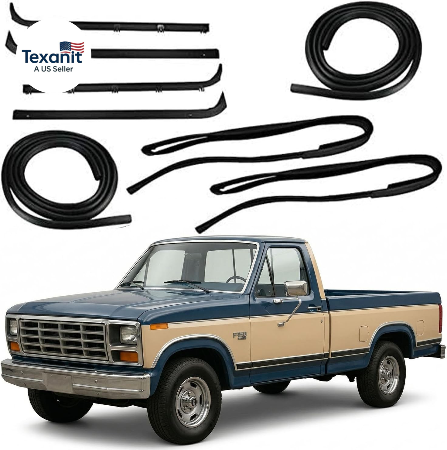Door & Window Weatherstrip Run Channel Sweep Felt Front Seal Kit for 1980-1986 F gallery