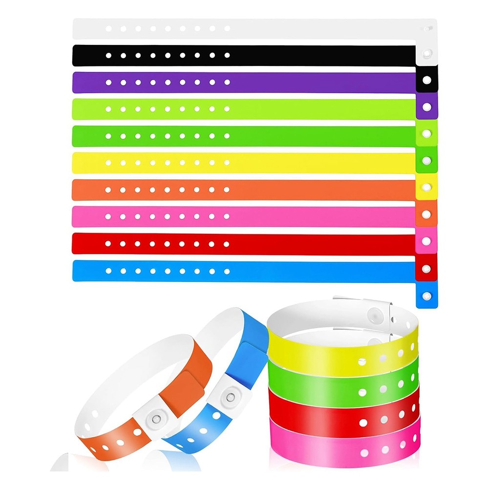 Neon Plastic Wristbands 60 Pcs Vinyl in 10 Colors, for Events M9V85716 gallery