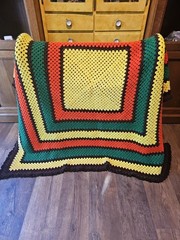 Handmade, crocheted, afghan, throw, Fall colors 66×62