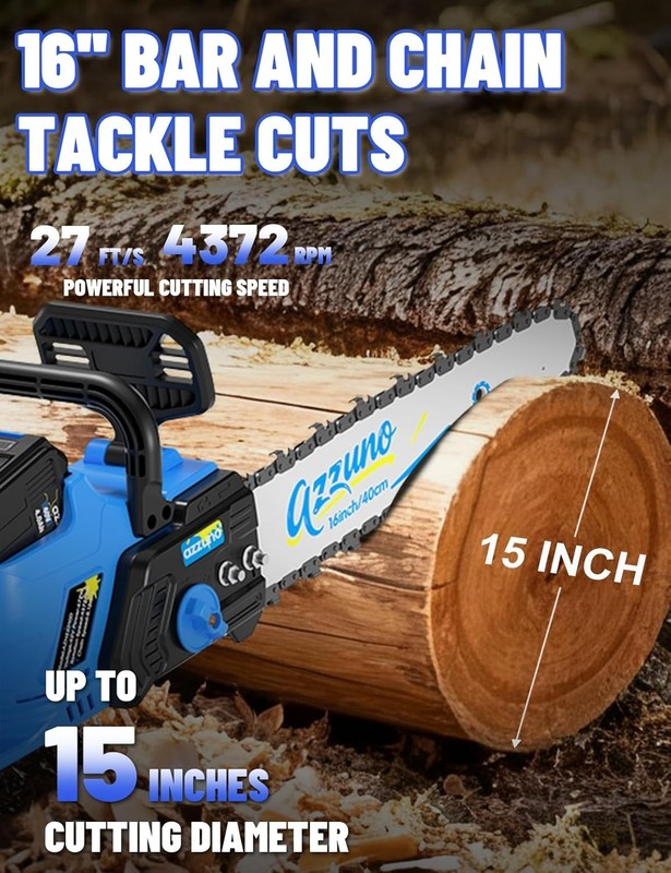 Electric Brushless Cordless Chainsaw 16 Inch Kit, Includes 1 Battery, Tool-Free gallery