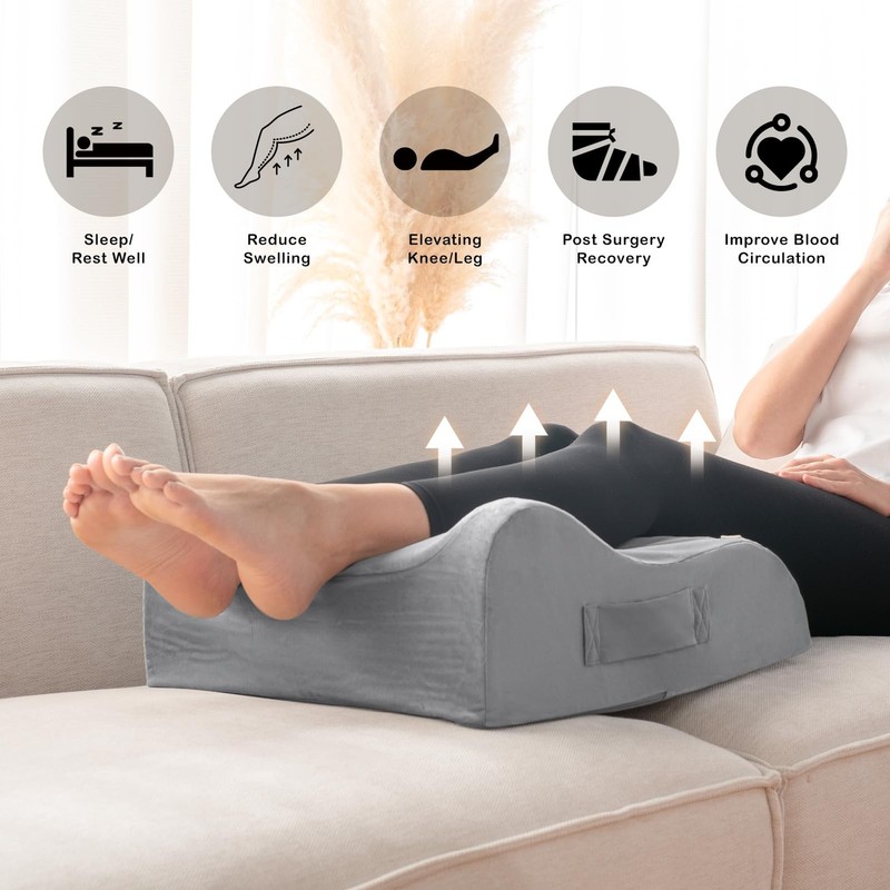 LightEase Leg Elevation Pillow, Memory Foam Leg Elevating Support Wedge Pillow f gallery