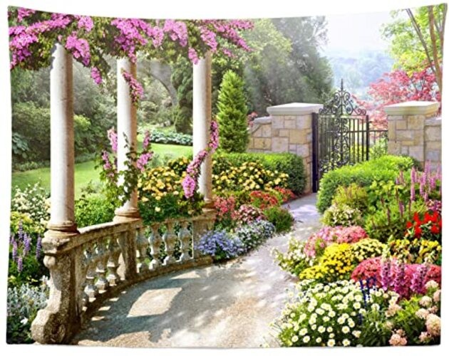 Romantic Spring Secret Garden Tapestry Wall Hanging 60"L x 40"W T-A10667 gallery