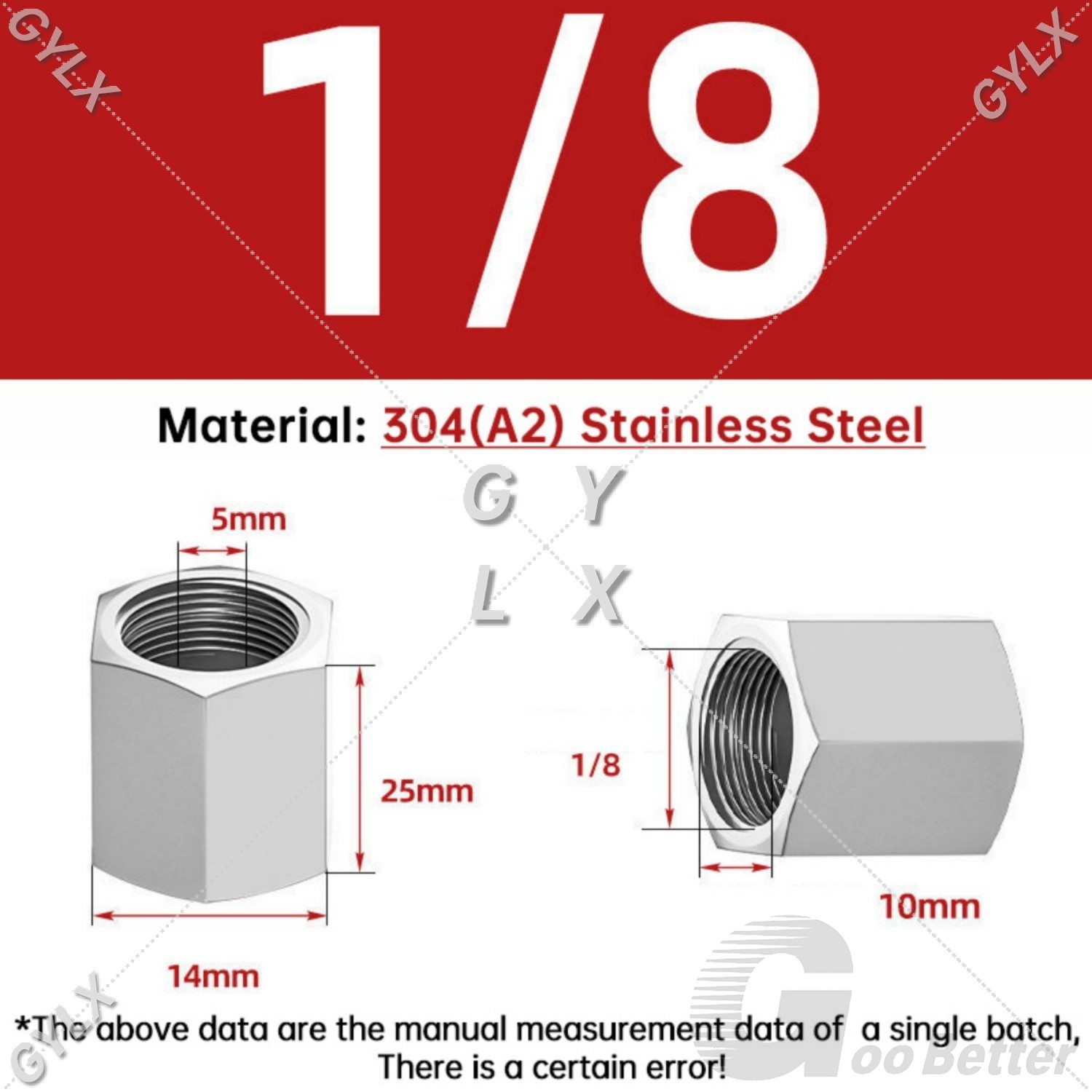 BSP Hydraulic Fixed Hexagon Adaptor - Female -Coupling Connector Stainless Steel gallery