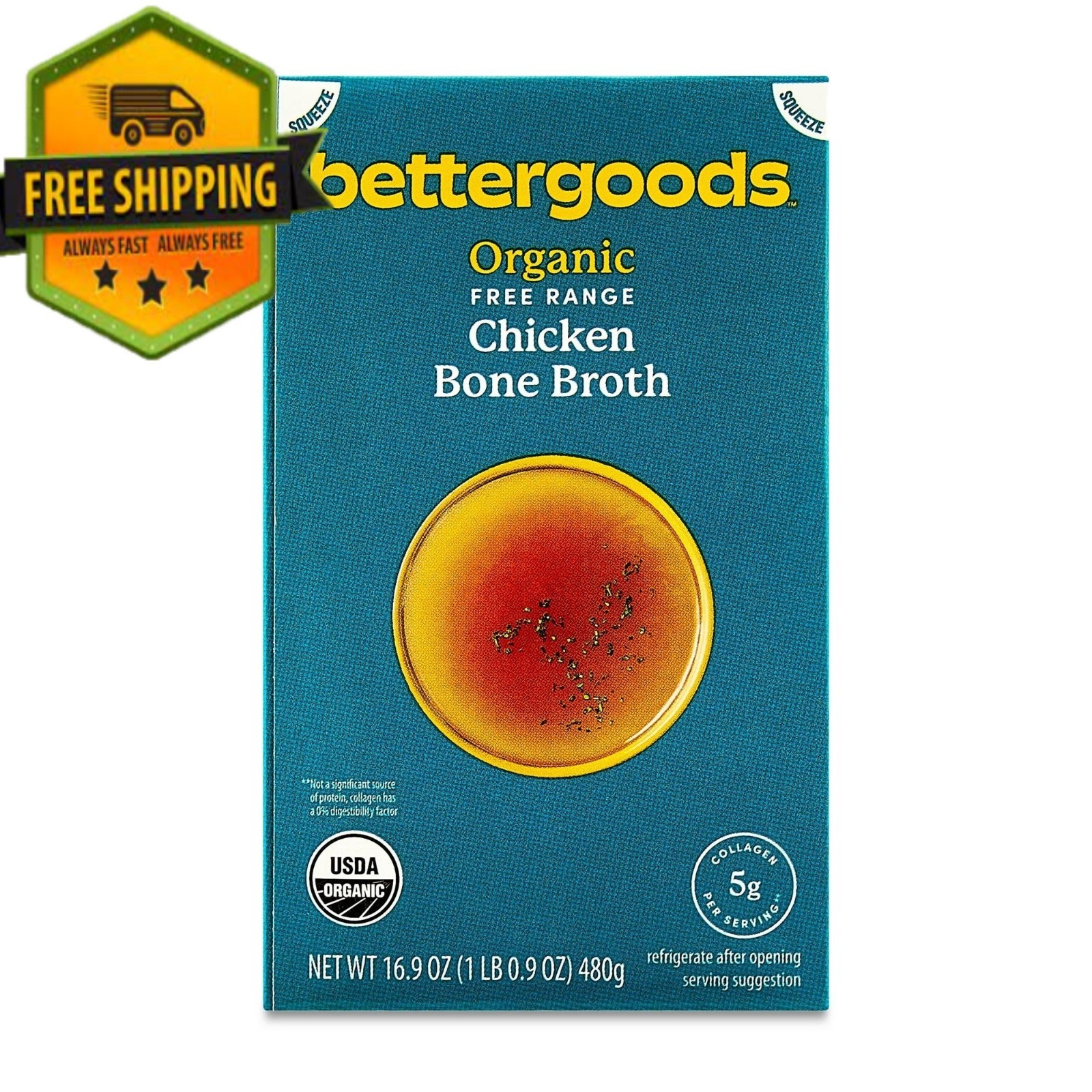 bettergoods Organic Free-Range Chicken Bone Broth, 16.9 oz Carton gallery