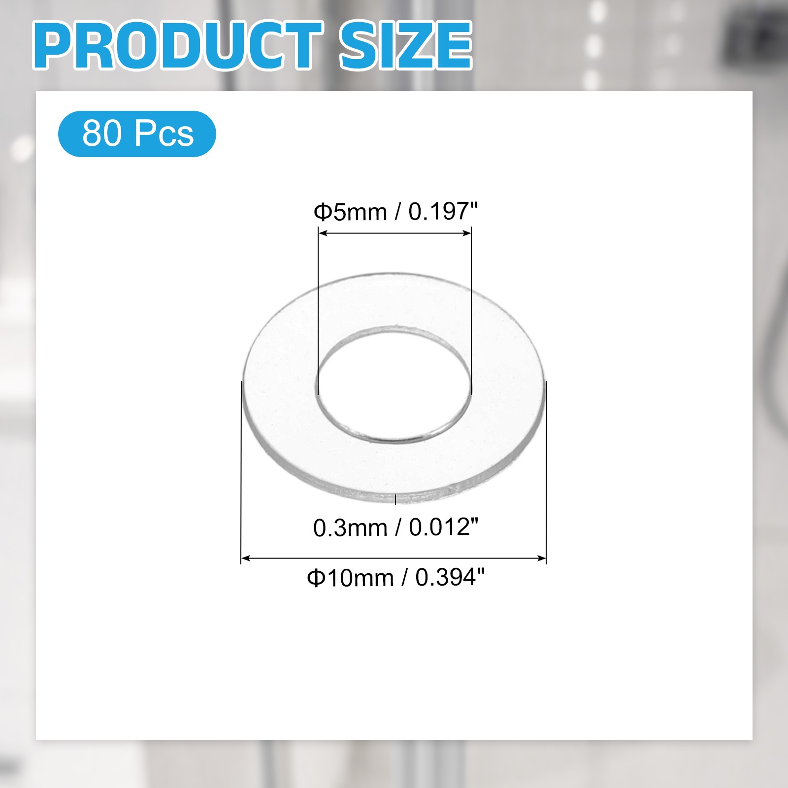 80Pcs M5 Clear PVC Washers for Glass 5mm ID 10mm OD 0.3mm Thickness gallery