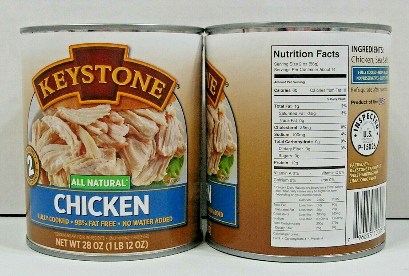 (8 Cans) Keystone Chicken **ALL NATURAL - NO PRESERVATIVES - FULLY COOKED** 28oz gallery