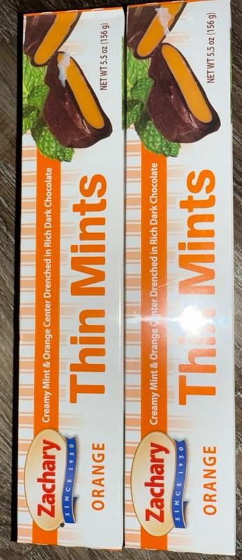 Zachary Orange Thin Mints Dark Chocolate 2-Boxes 5.5 Oz. Each ~ Exp. 02/14/2027 gallery