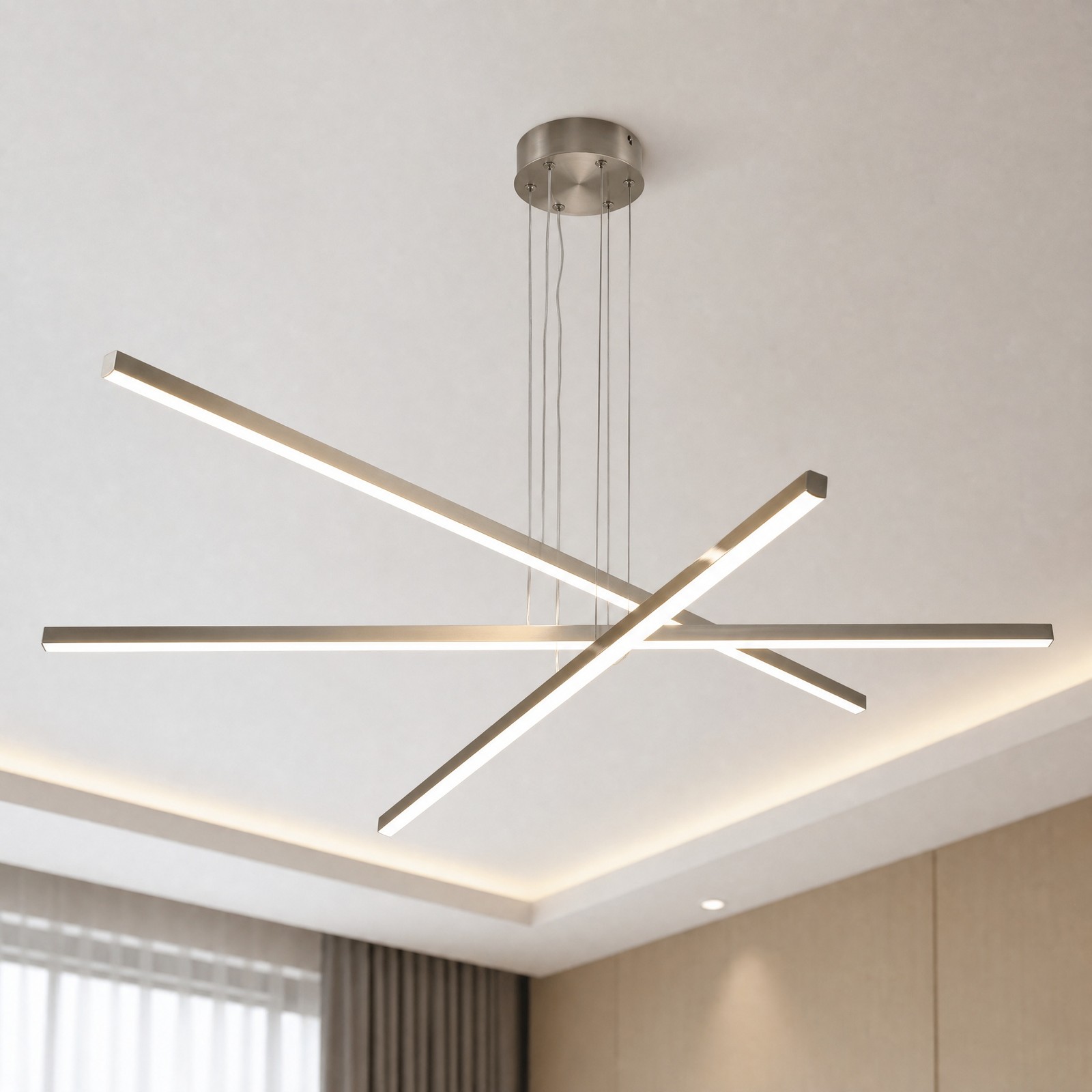 48 inch 3 Light Modern Linear LED Pendant Chandelier Living Room Kitchen Fixture gallery