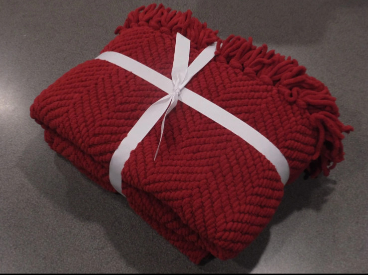 NEW RARE Pottery Barn Chunky Chenille Knit Throw Blanket 50 x 70 - Ruby Red gallery