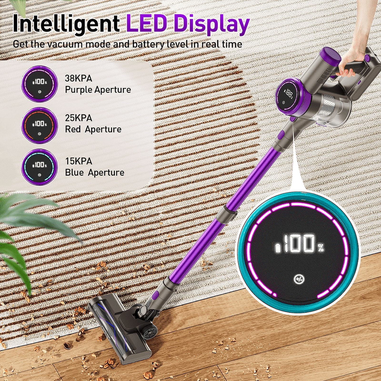 Cordless Stick Vacuum Cleaner 38KPA 50Mins 2200Mah Lightweight for Home Pet H... gallery