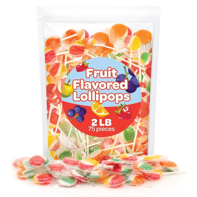Fruit Lollipops - 2 Pound Bulk Pack (80 Count) - Assorted Fruit Flavored Hard Ca gallery