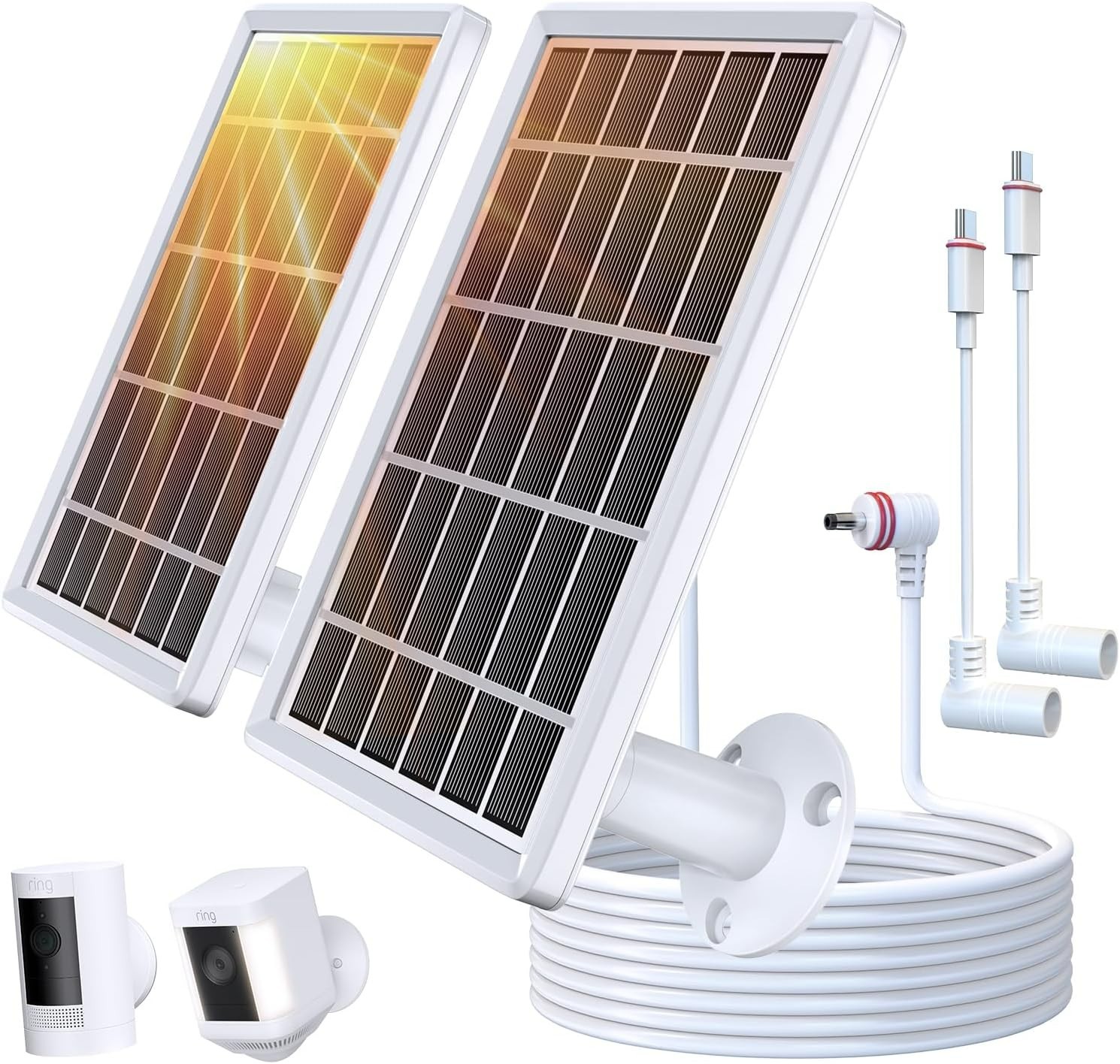 2 Pack Solar Panel Charger for Ring Camera, Panel size : 7.2 * 5 inch gallery
