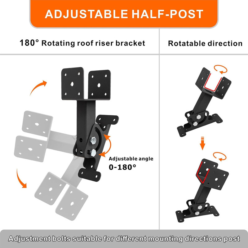 3PCS Roof Riser Brackets Kit - Adjustable Pergola Beam Brackets - Heavy Duty Mou gallery