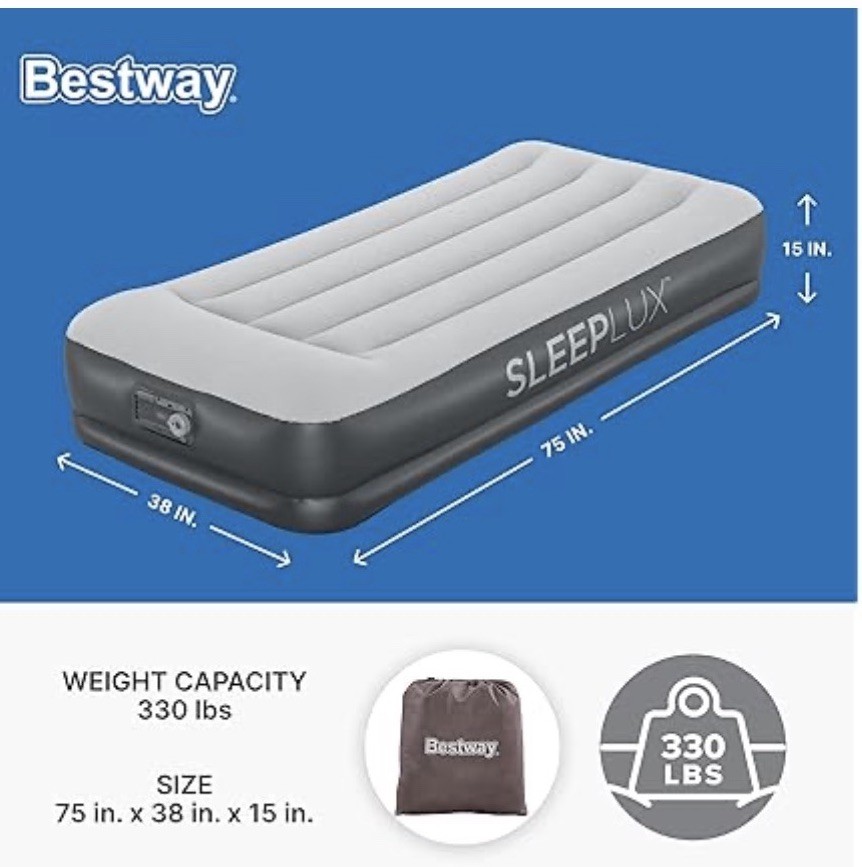 SLEEPLUX Durable Inflatable Air Mattress with Built-in Pump Pillow & USB Charger gallery