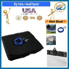 24ft Round Above Ground Pool Leaf Net Cover with Cable and Ratchet Black