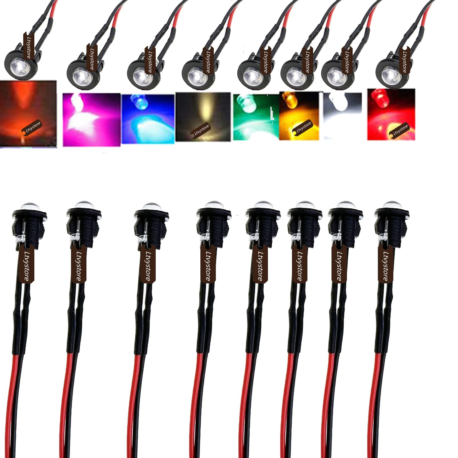80Pcs 3MM 5V 8Colors Pre Wired Prewired Lamp Light Bulb Prewired Emitting Dio... gallery