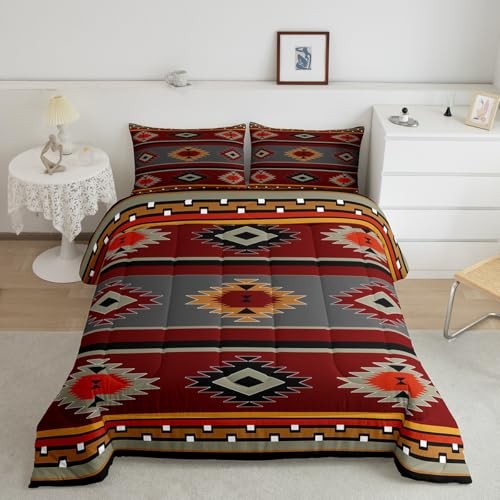 Boho Comforter Set Size Southwest Native American Design Queen Brown Chili gallery