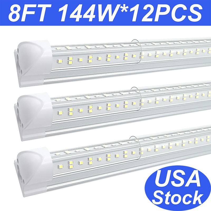 12 Pack T8 Integrated 8FT LED Tube Light Bulb 144W 8 Feet LED Shop Light 6500k gallery