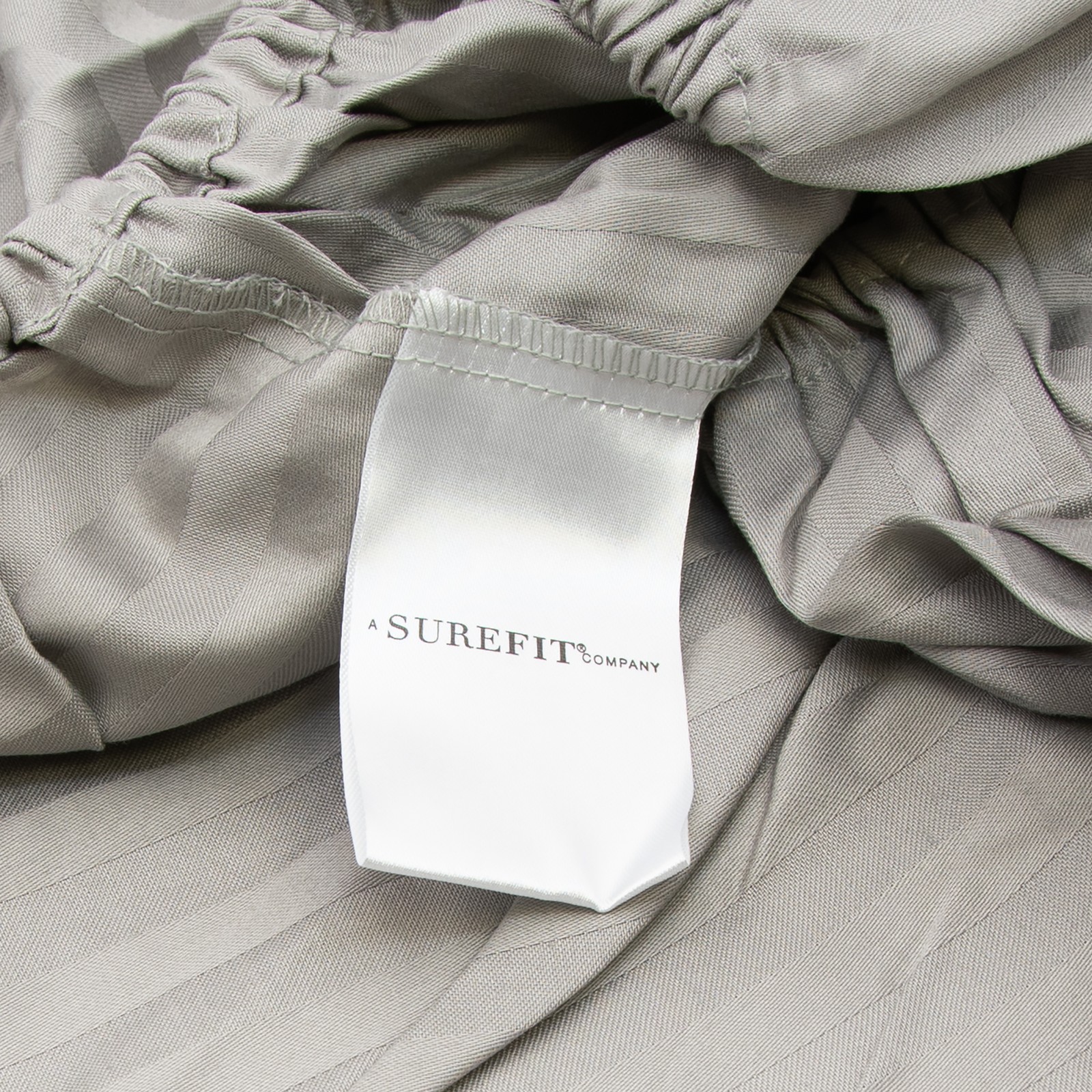 SureFit Premier 100% Cotton Sateen Striped Sheet Set in Grey, Full Size gallery