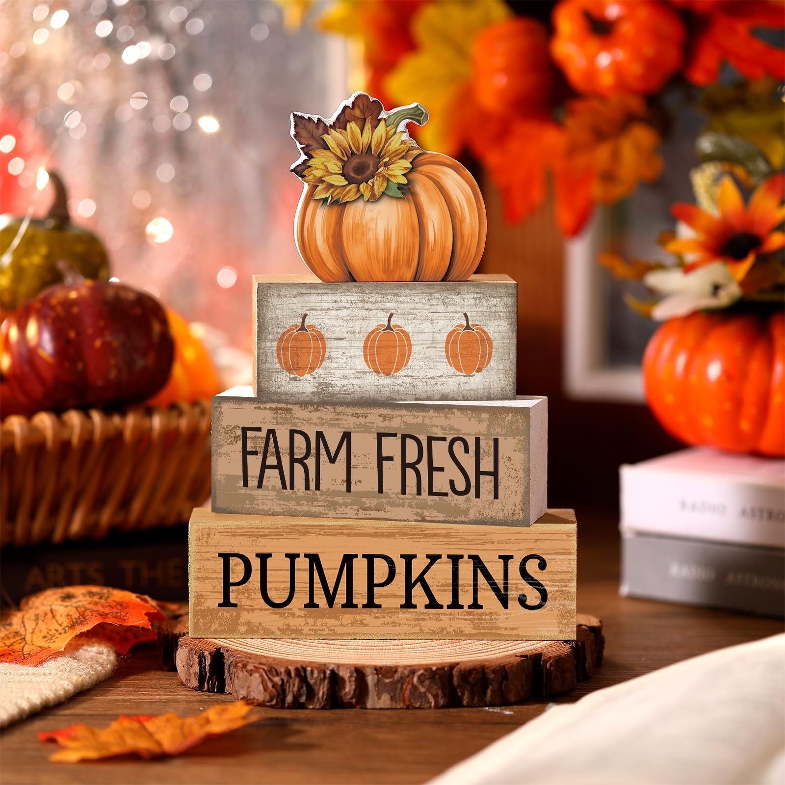 4 Pcs Fall Pumpkin Decor Fall Table Decoration Thanksgiving Tiered Tray Decor... gallery