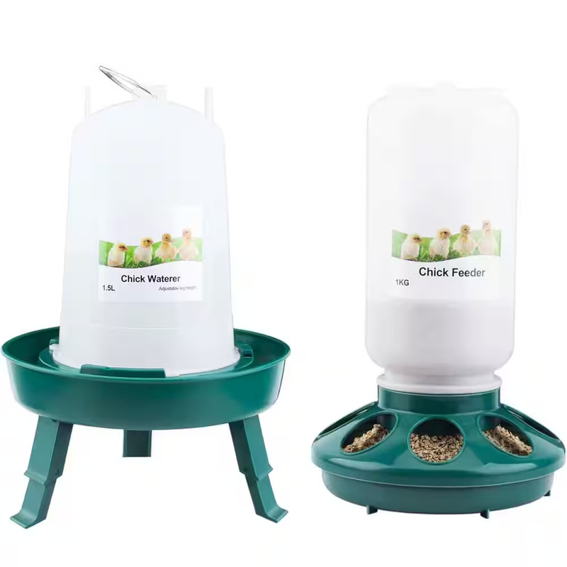 Brooder Chick Feeder & Waterer Set, 0.3 Gal Feeder + 0. 4Gal Waterer, 3 Adjustab gallery