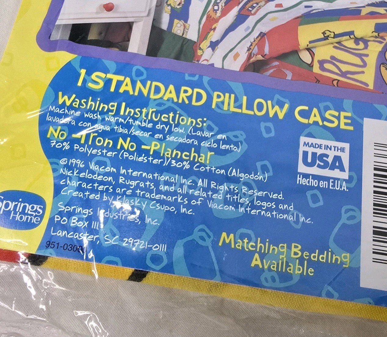 Vintage 90s Rugrats Nickelodeon Pillowcase Tommy Chuckie Standard New gallery