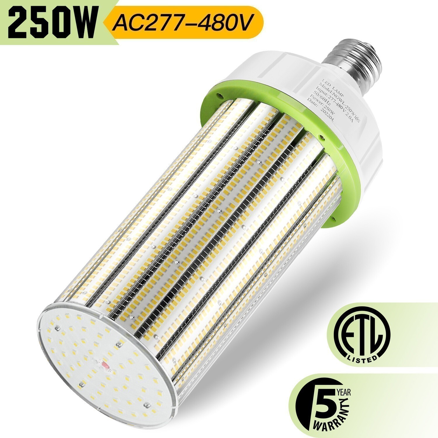 250 Watts LED Corn Light Bulbs Industrial Warehouse Garage Highbay Lamp 277-480V gallery