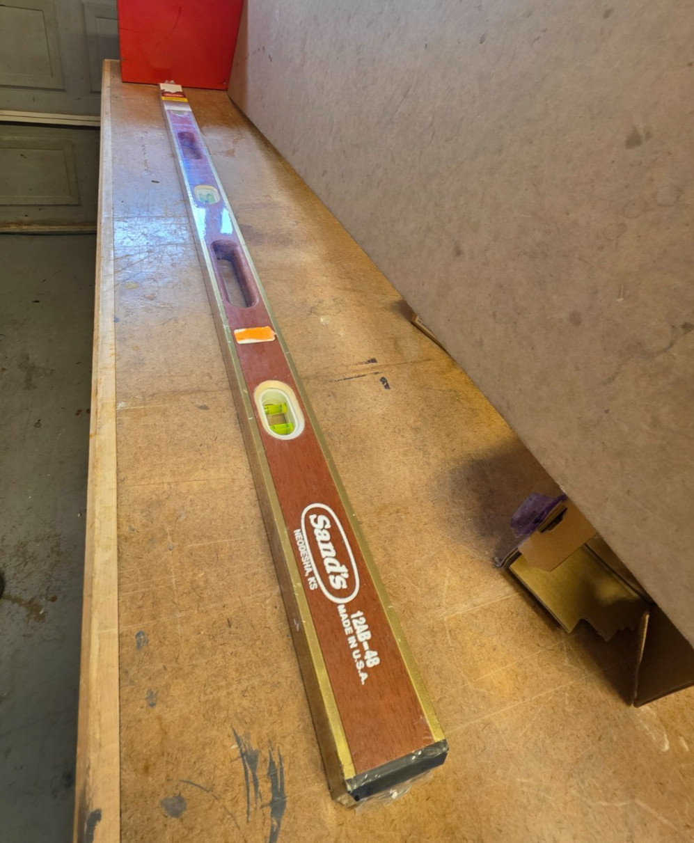 NOS Sand’s Pro 48" Mahogany Brass Bound Mason Level NEW in Plastic No. 12AB-48 gallery