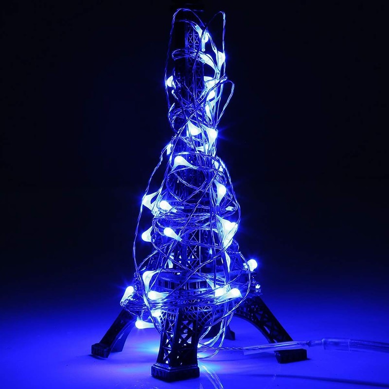 RUICHEN Silver Wire 33 Ft 100 LED USB Fairy String Lights 33Ft 100LED, Blue gallery