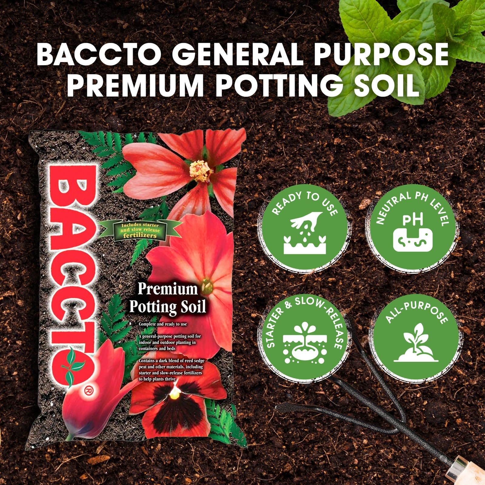 Michigan Peat All Purpose Premium Potting Soil w Perlite Fertilizer, 50 lb gallery