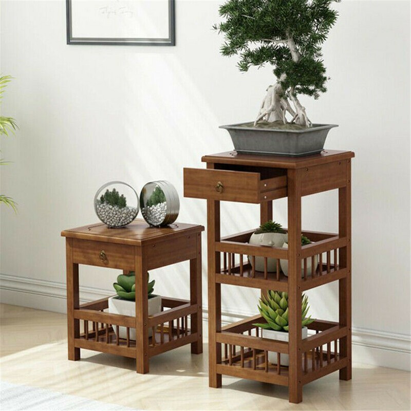 Bamboo Side Table Bedside Couch Chairside End Table Multipurpose Nightstand Draw gallery