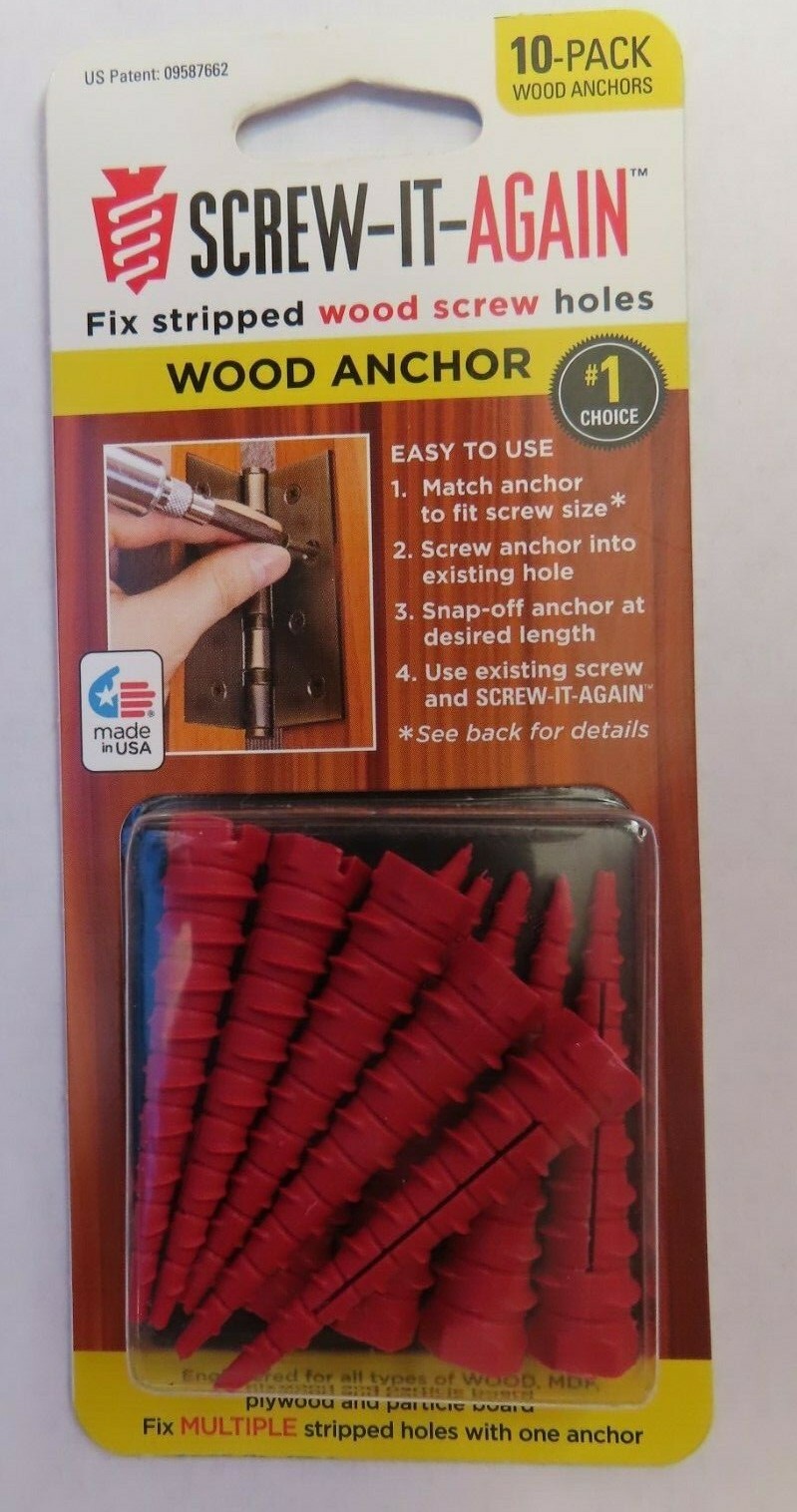 Screw-It-Again #2 to #16 Thread x 2 In. Red Plastic Wood Anchor #SIA-10pk NEW gallery
