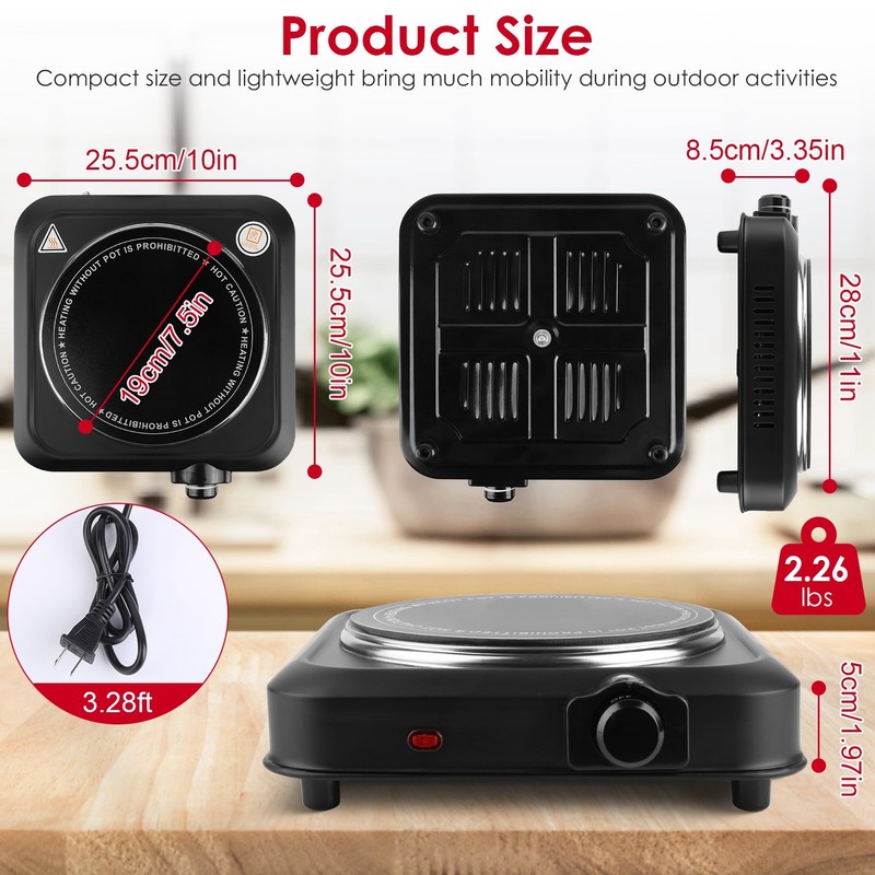 Adjustable Temperature Electric Burner Countertop Hot Plate Cooktop Stove gallery