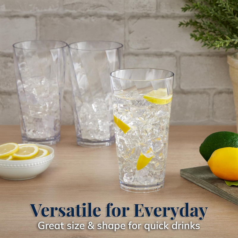 Optix Plastic Reusable Drinking Glasses (Set of 8) 20Oz Water Cups in Clear | Bp gallery