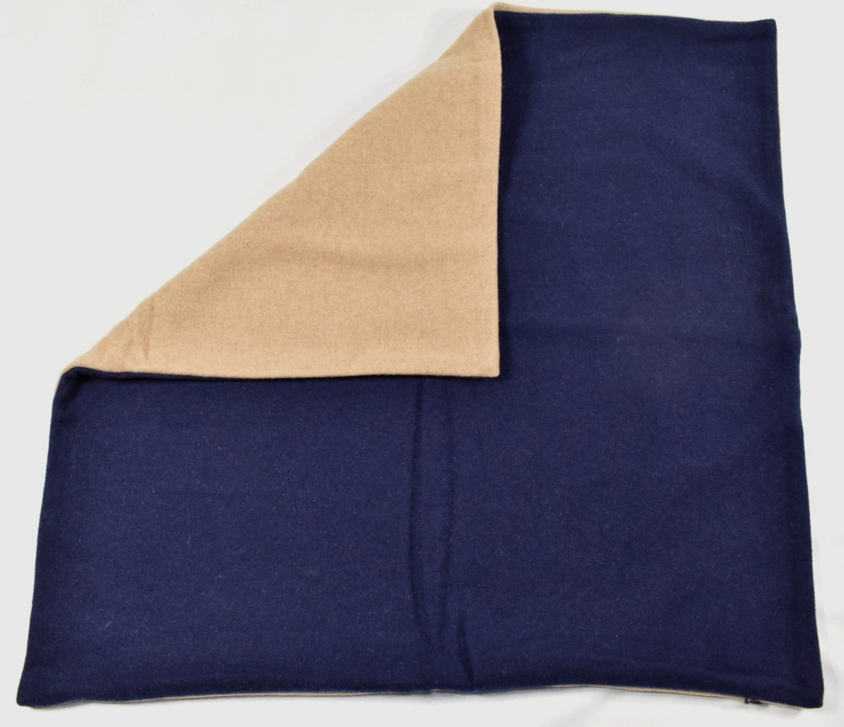 Williams Sonoma SAMPLE Reversible Double Solid Cashmere Pillow Cover Navy Sand gallery