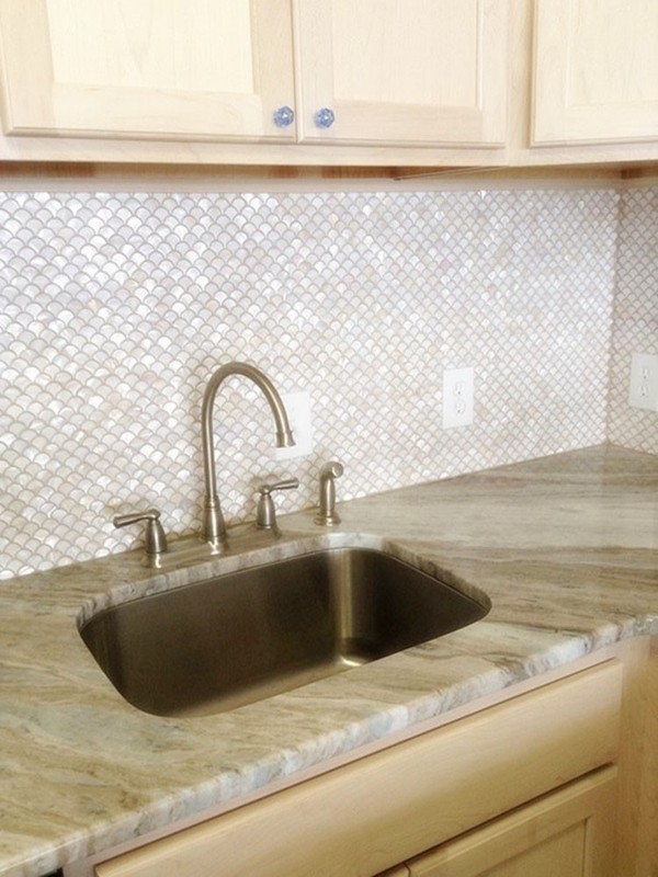 11PCS White Fish Scale Shell Mosaic Tile Kitchen Backspalsh Shower Fan Wall Tile gallery