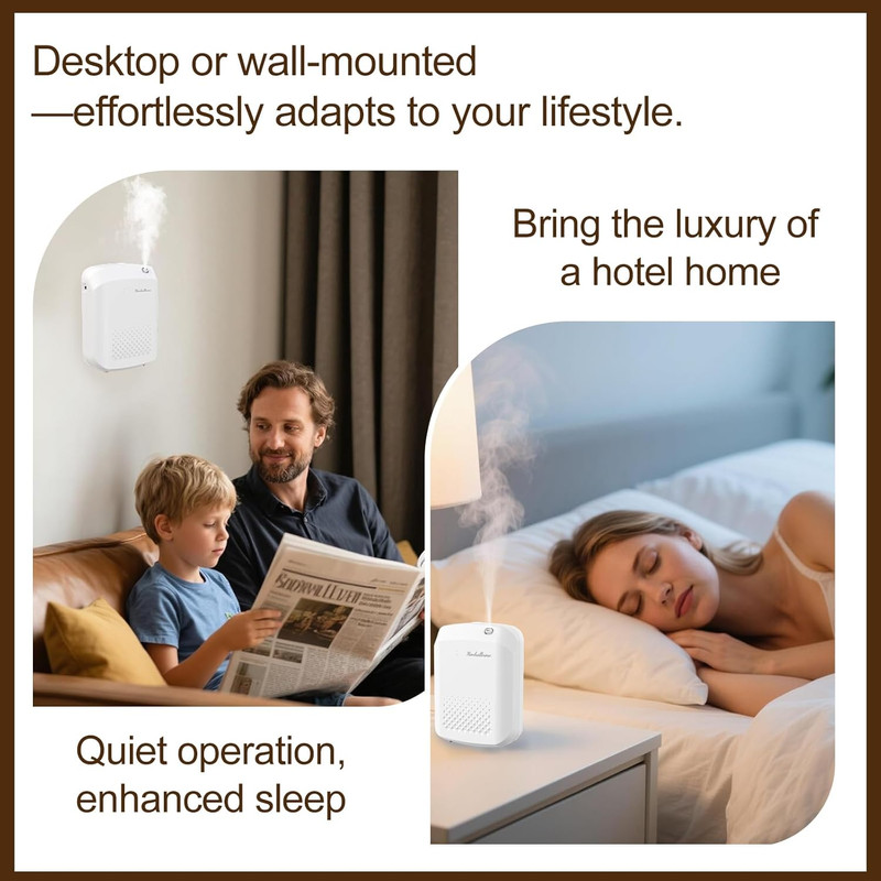 Waterless Essential Oil Diffuser, 2500 Sq.Ft Coverage, Bluetooth App Control, No gallery