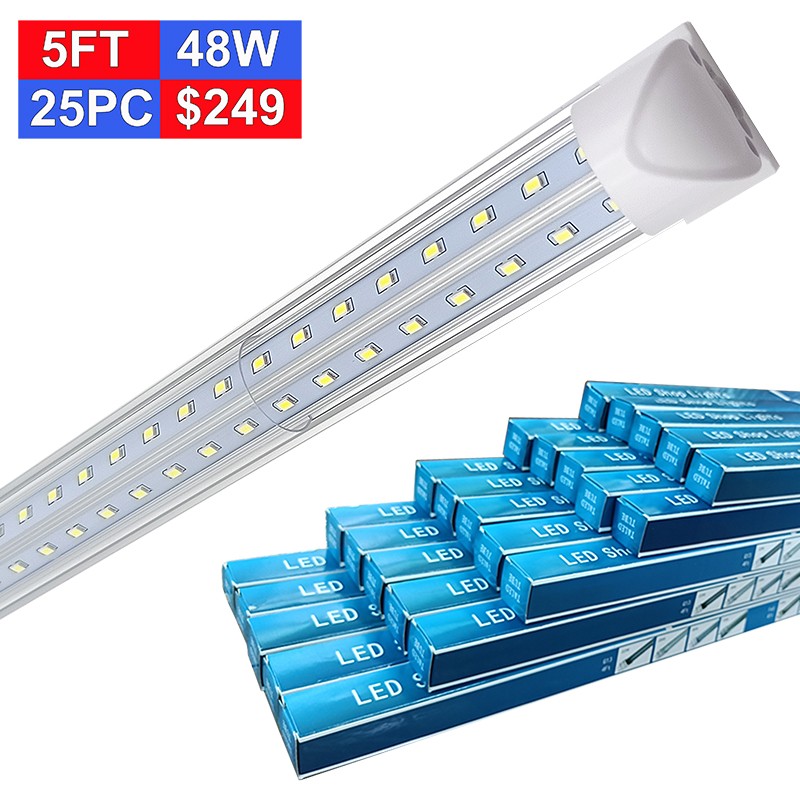 25 Pack 48W 5 Ft Led Light Fixture T8 Led Shop Light 6500K Daylight Freezer Tube gallery