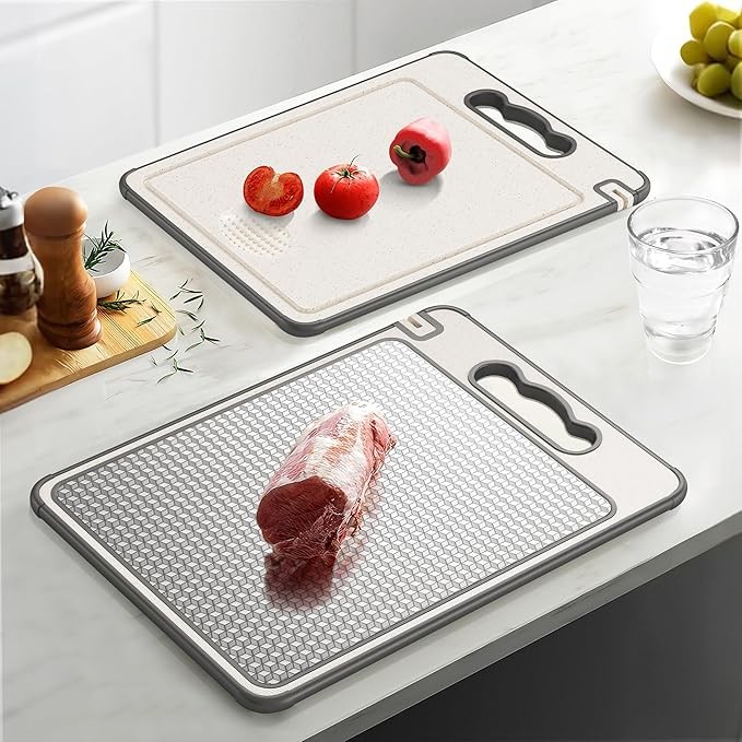 Stainless Steel Cutting Board Double-Sided Cutting Boards for Kitchen Camping US gallery
