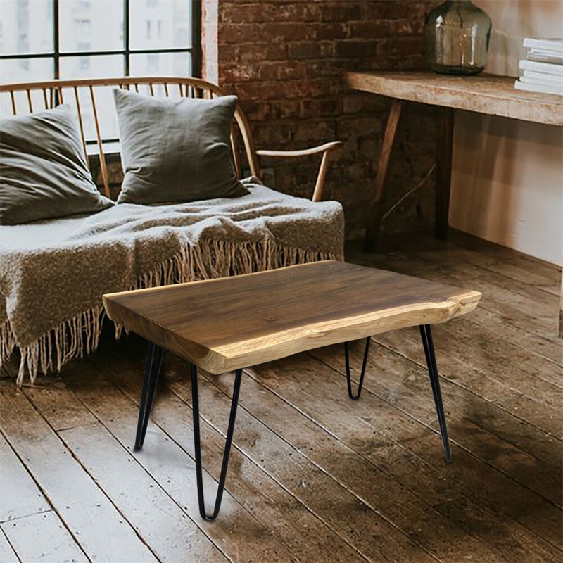 Rustic Teak Live Edge Small Coffee Table Mid-Century Modern Table Home Decor gallery