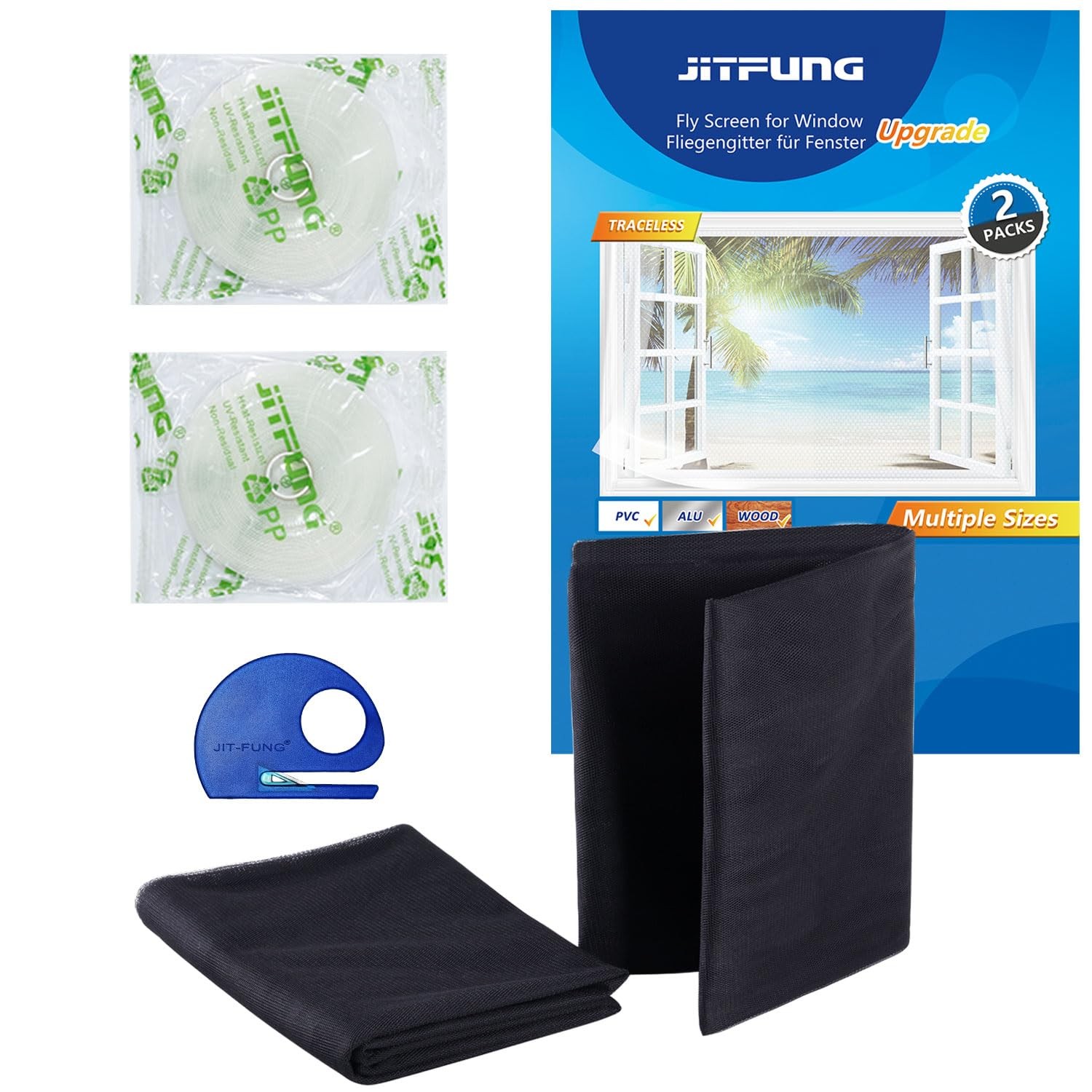 JITFUNG DIY Window Screen Curtain, 2 Packs of Mesh Netting 71 * 61 inches wit... gallery